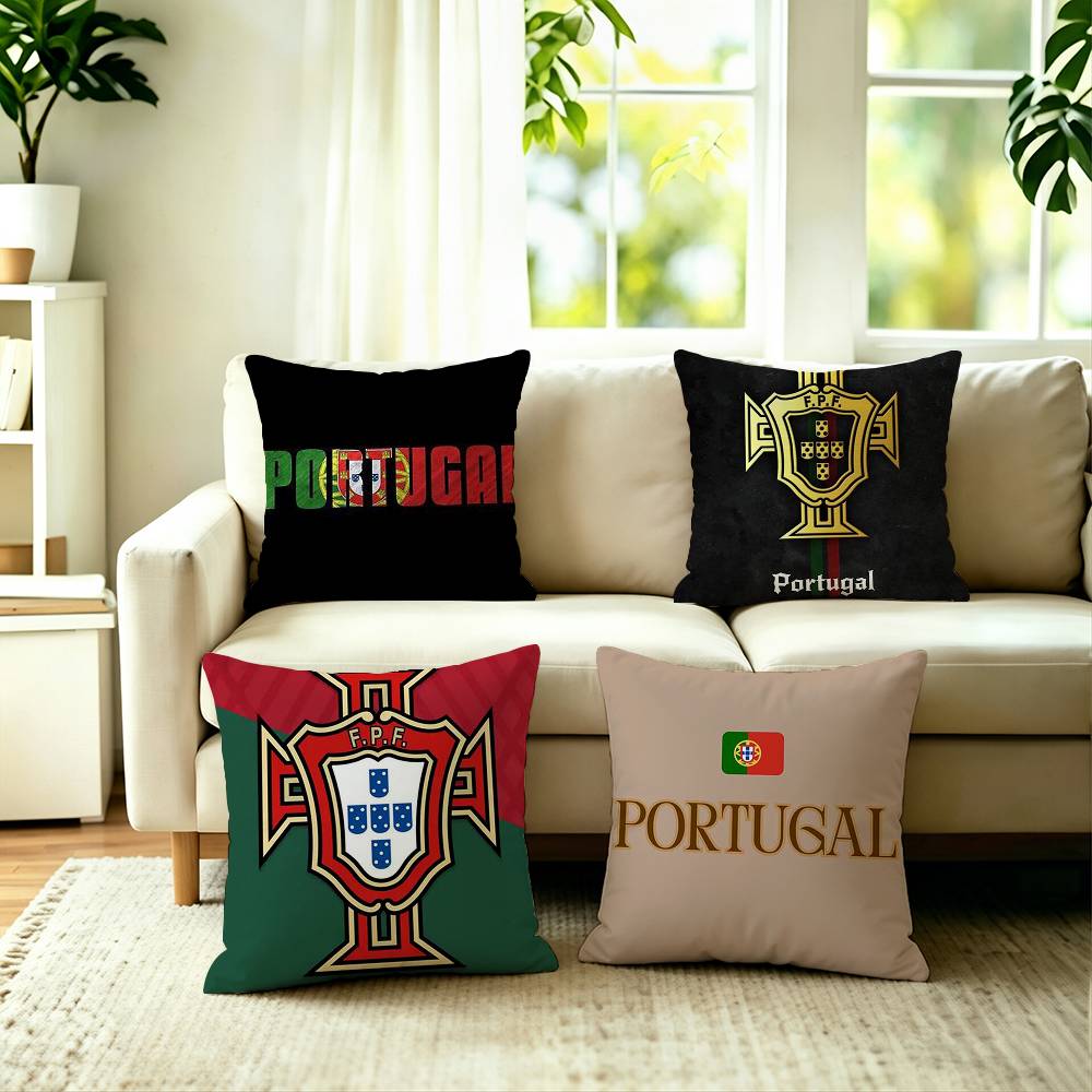 Home Textiles Portugal - Portugalia Flaga Quinas Kwadratowa Dwustronna Poszewka