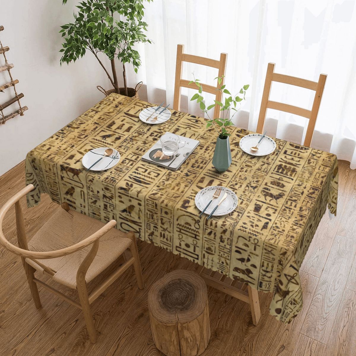 Home Textiles Egypt - Egipskie hieroglify na papirusie prostokątny obrus
