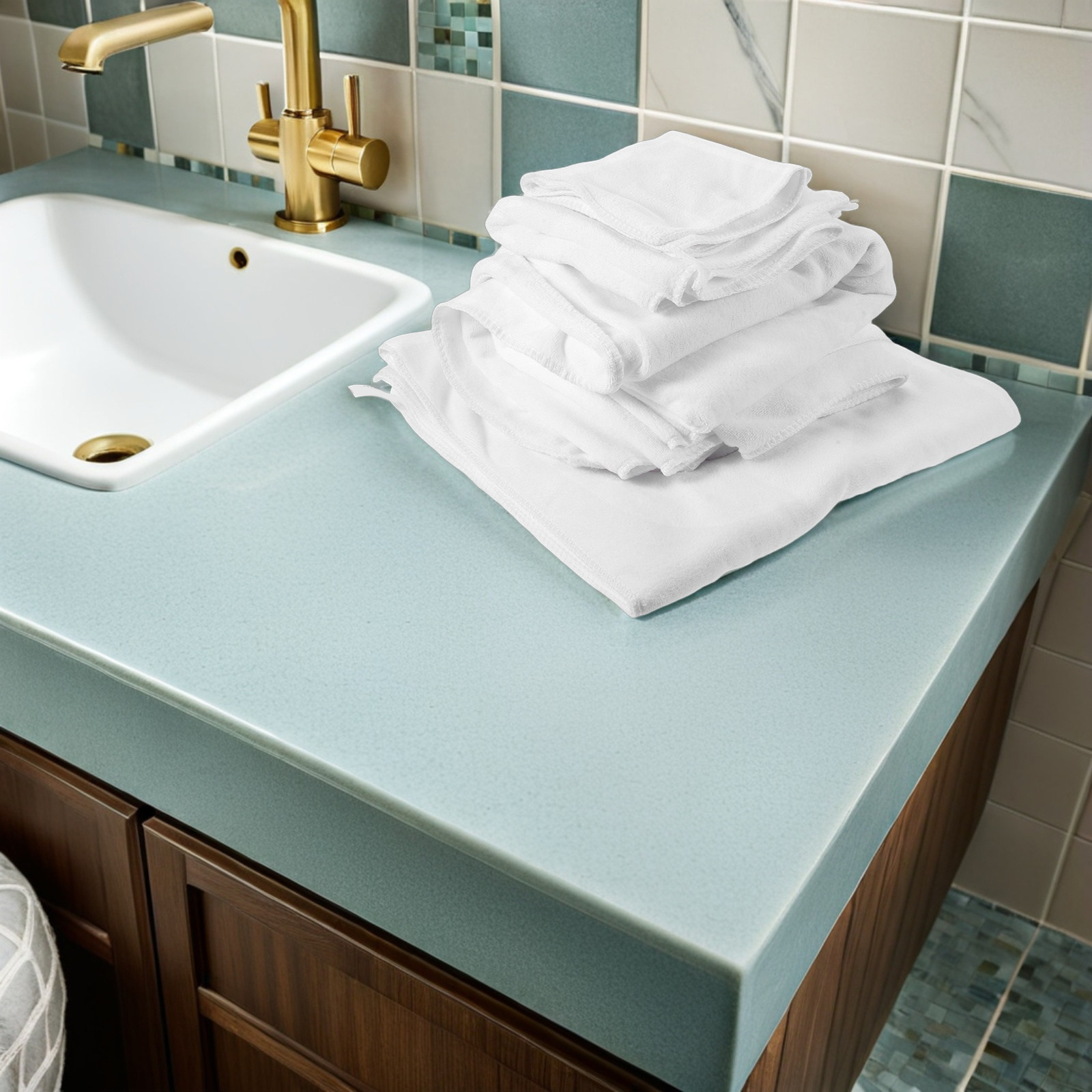 Home Textiles Towel Set - 4-częściowy zestaw bawełnianych ręczników kąpielowych, białe,